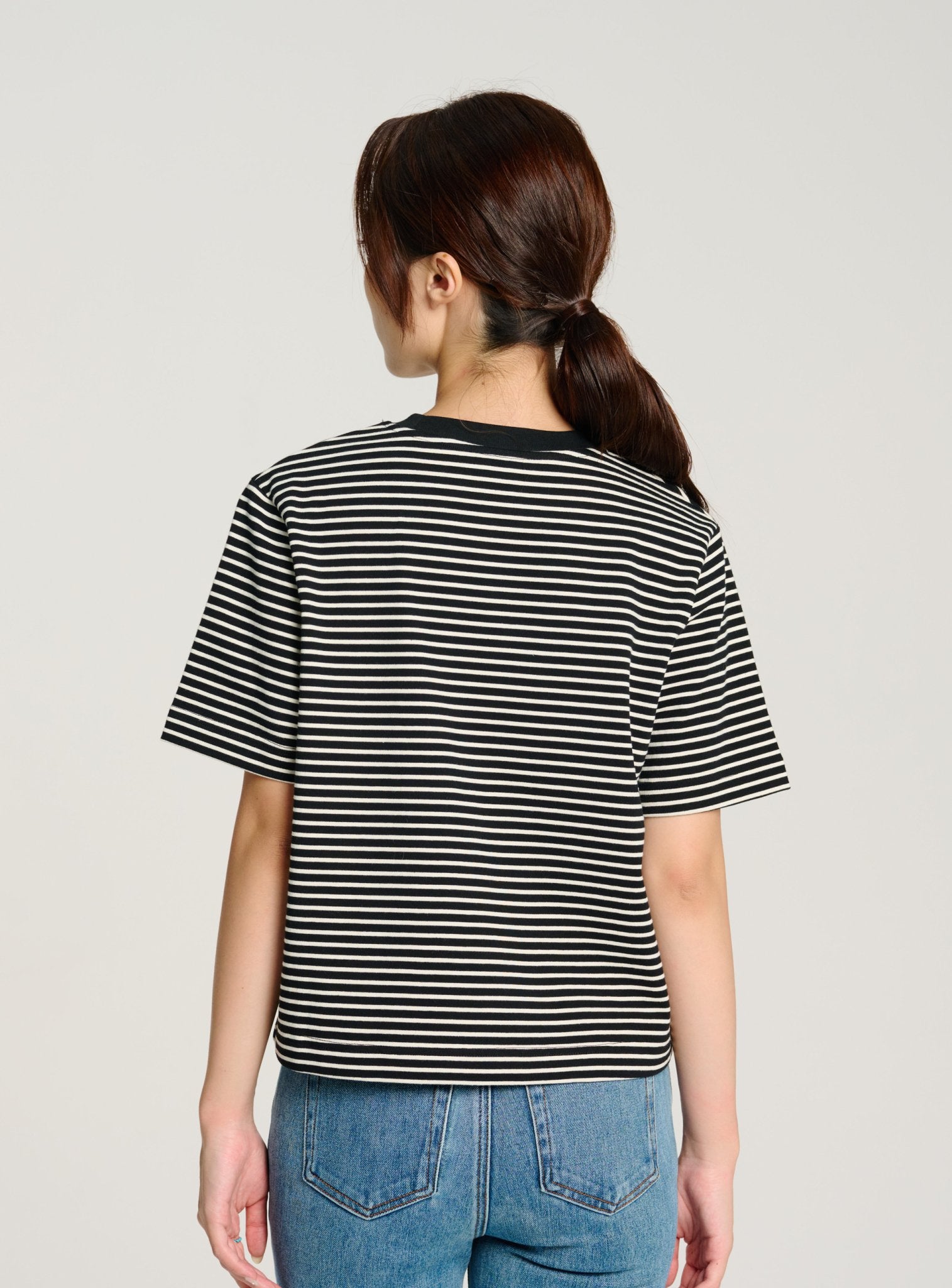 LUCI cotton stripe top (Black stripe) - STELLAM