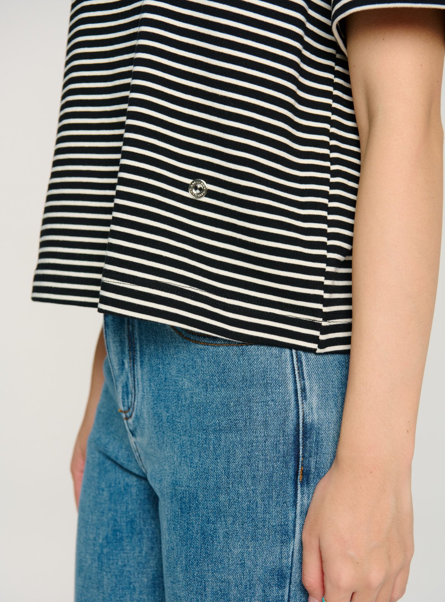 LUCI cotton stripe top (Black stripe) - STELLAM