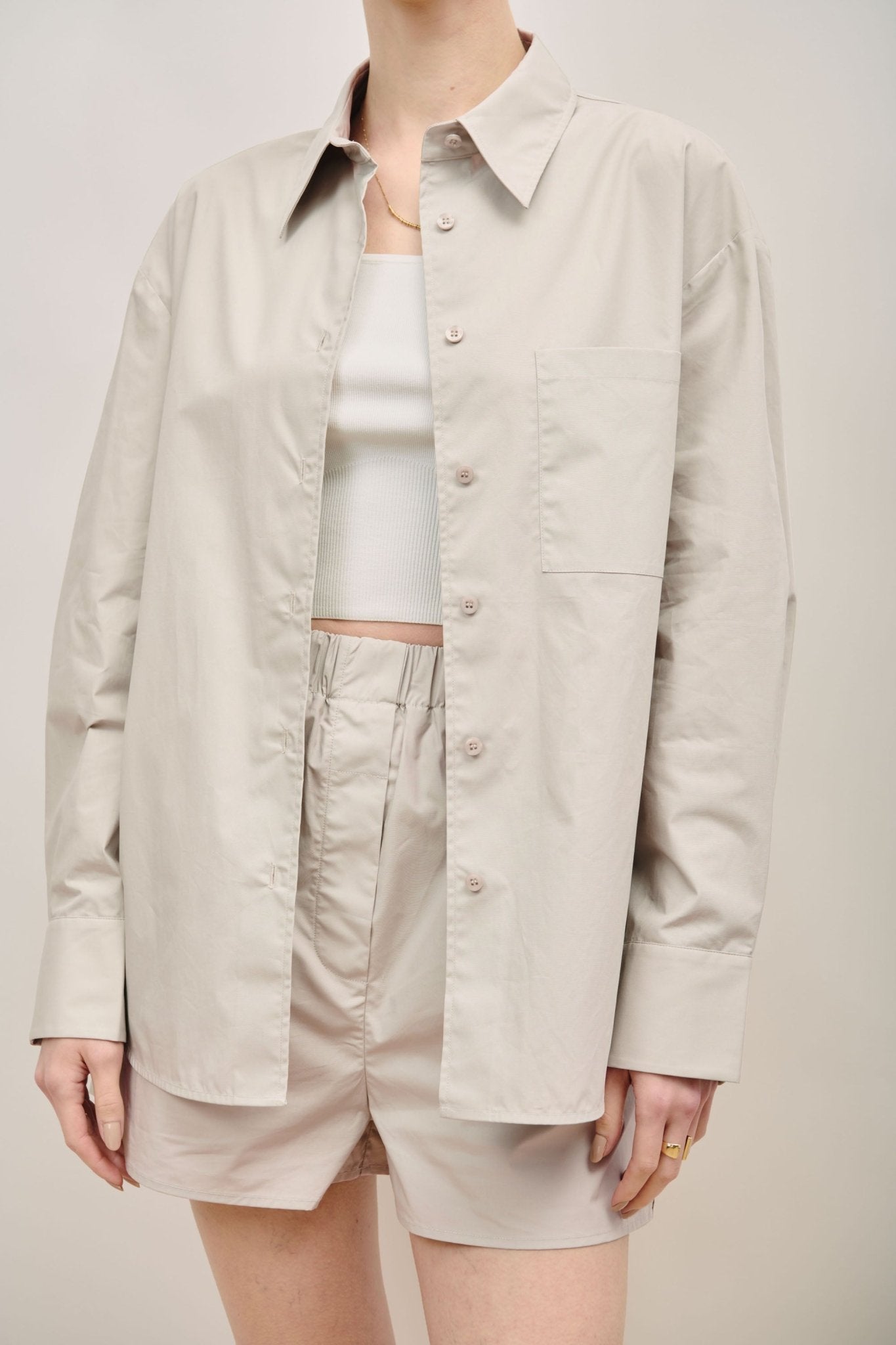 LUI oversized cotton shirt (Light grey) - STELLAM