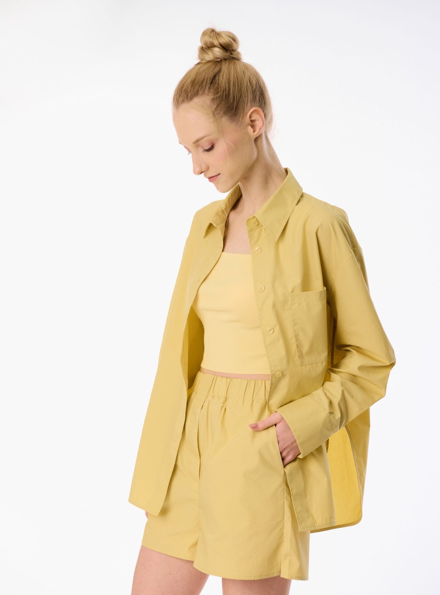 LUI oversized cotton shirt (Light yellow) - STELLAM