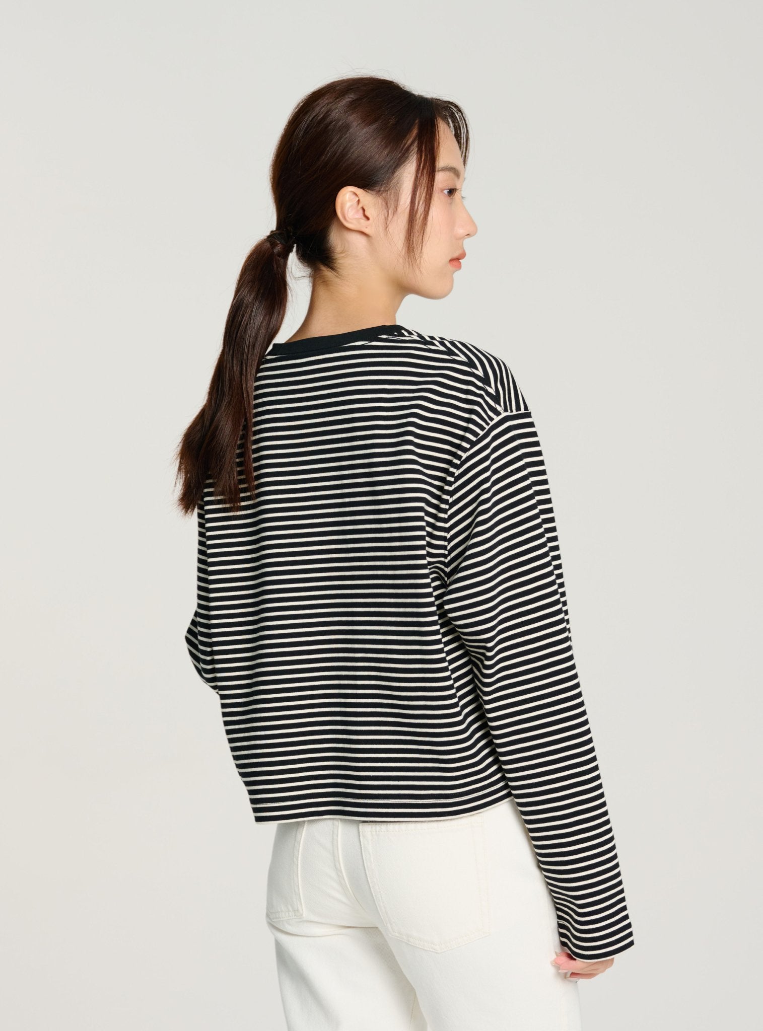 LUKE cotton stripe top (Black stripe) - STELLAM