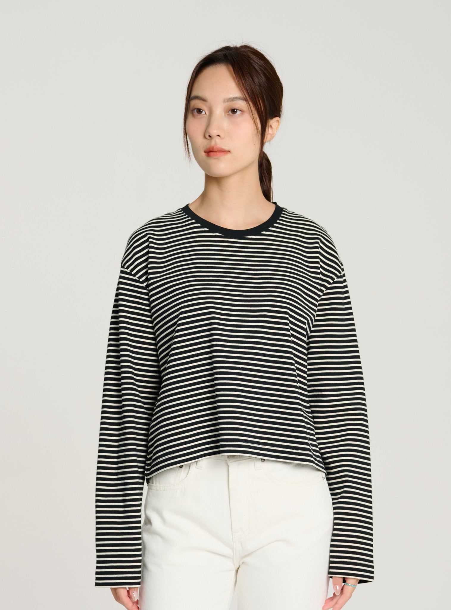 LUKE cotton stripe top (Black stripe) - STELLAM