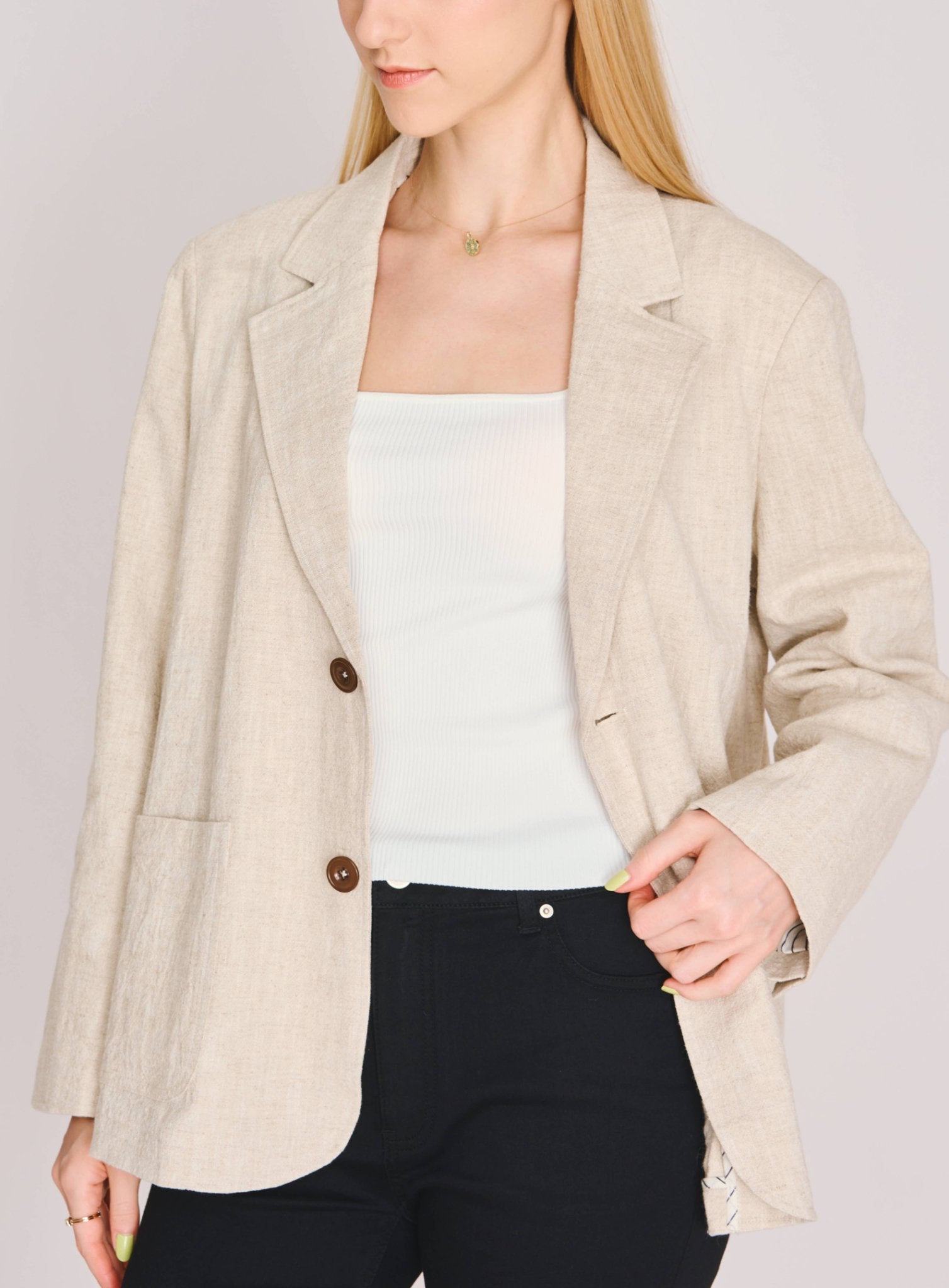 MARANT linen blend blazer (Beige) - STELLAM