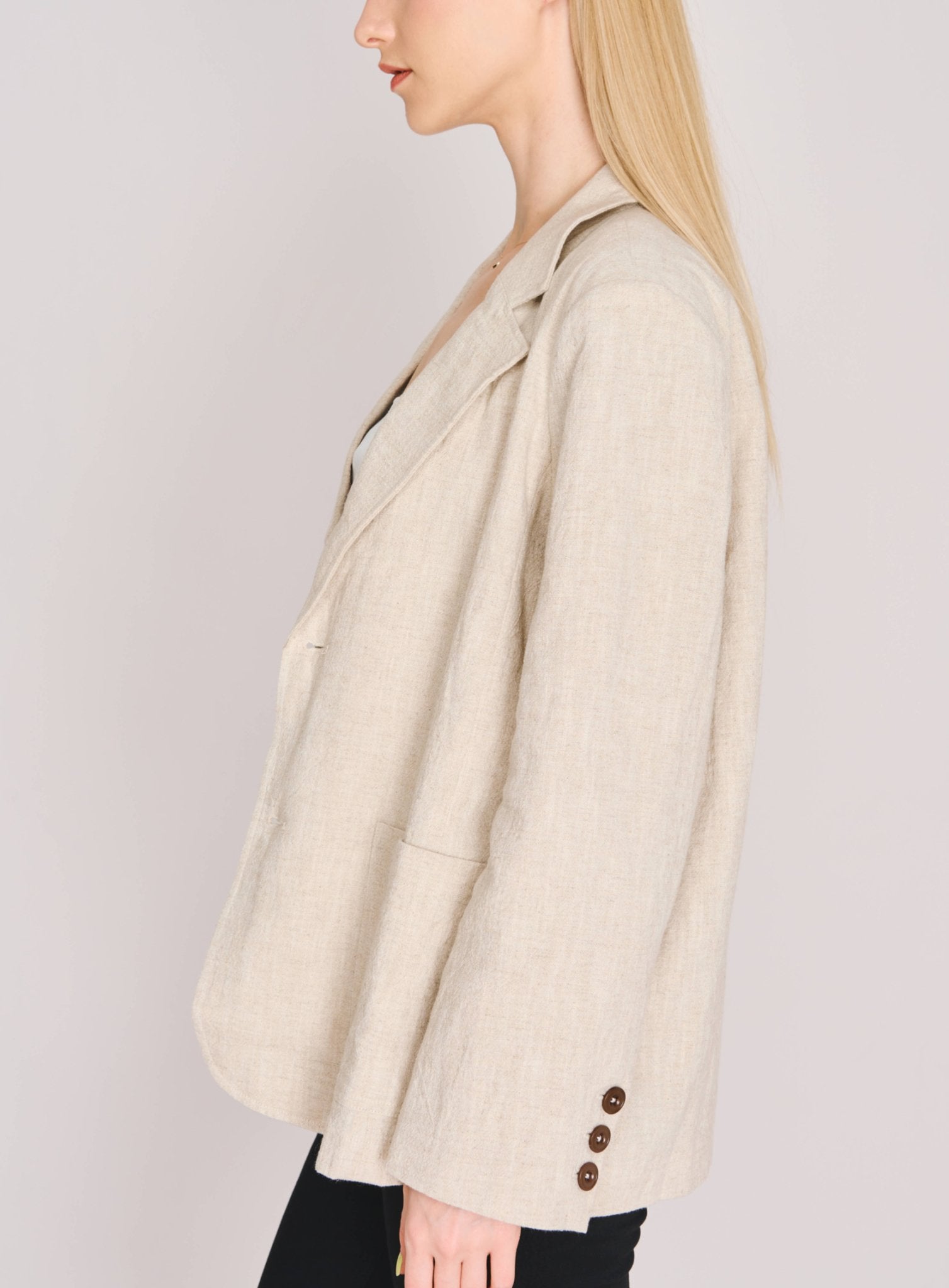 MARANT linen blend blazer (Beige) - STELLAM