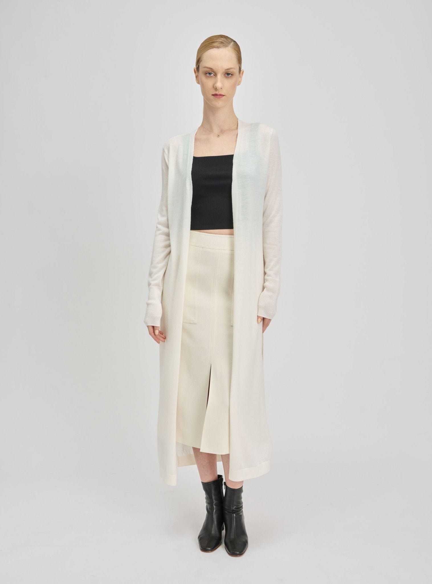 MIC maxi cardigan (White) - STELLAM