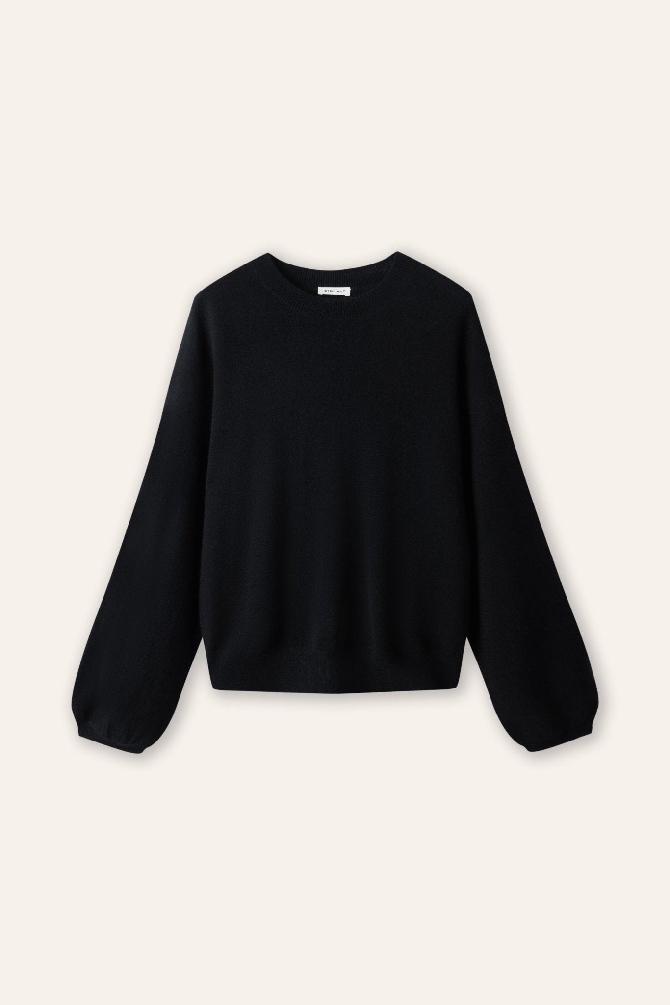 MIRANDA cashemere crew neck sweater (Black) - STELLAM