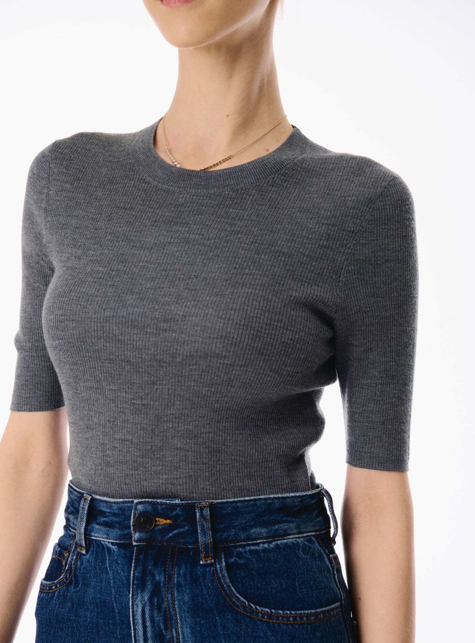 MONA silk-blended top (Grey) - STELLAM