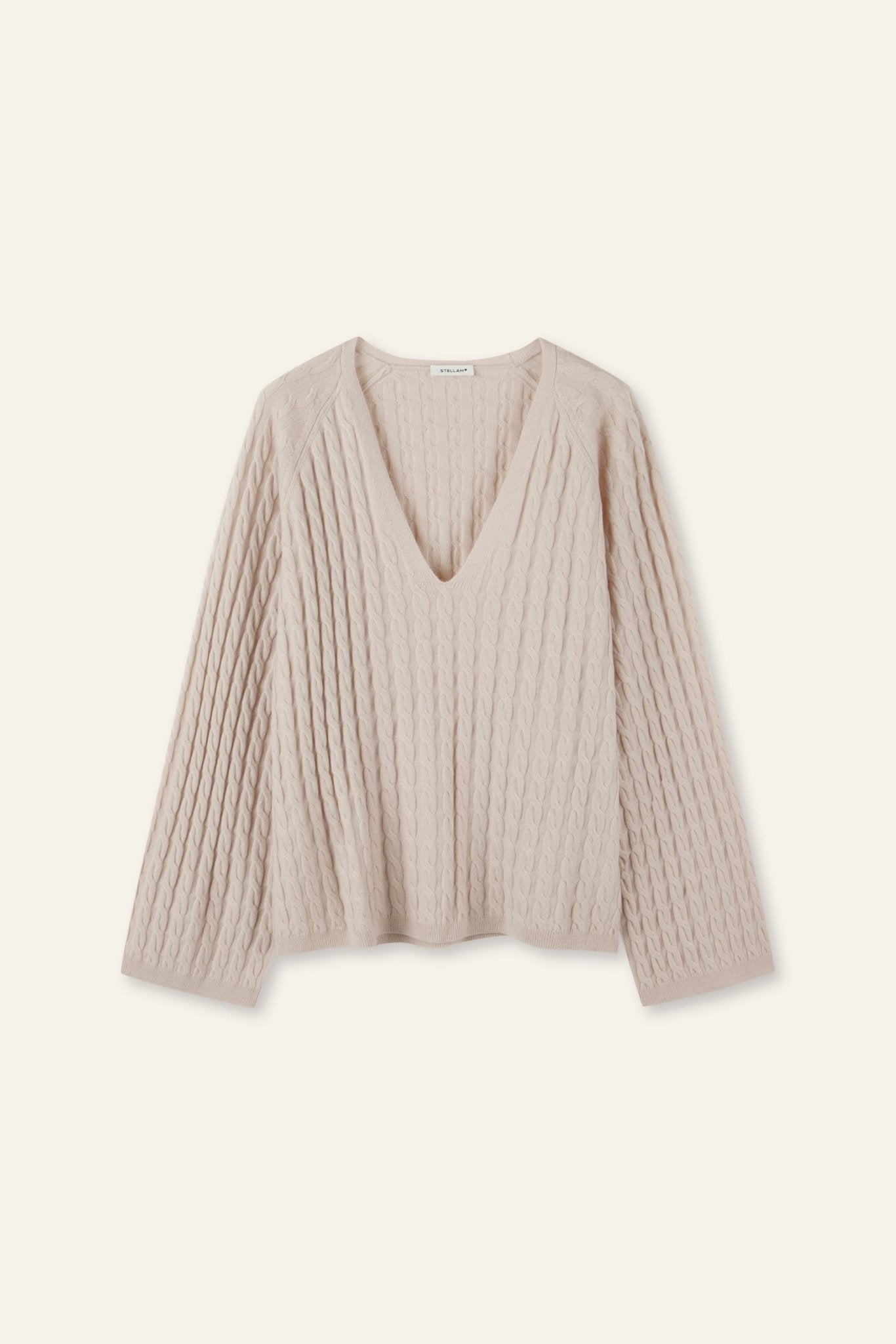 MONICA cashmere-blended V-neck sweater (Oatmeal) - STELLAM