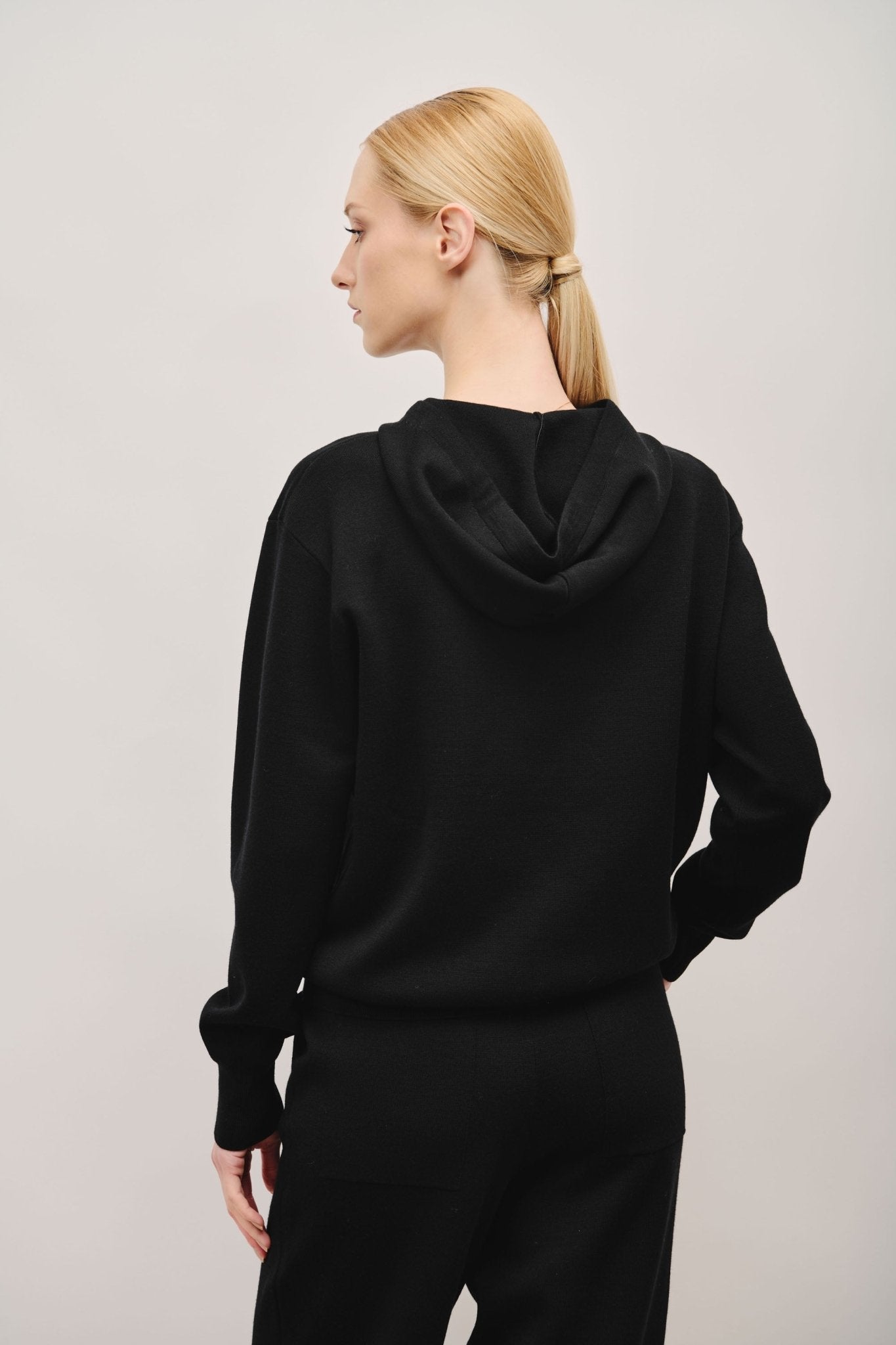 NELLO wool hoodie sweatshirt (Black) - STELLAM