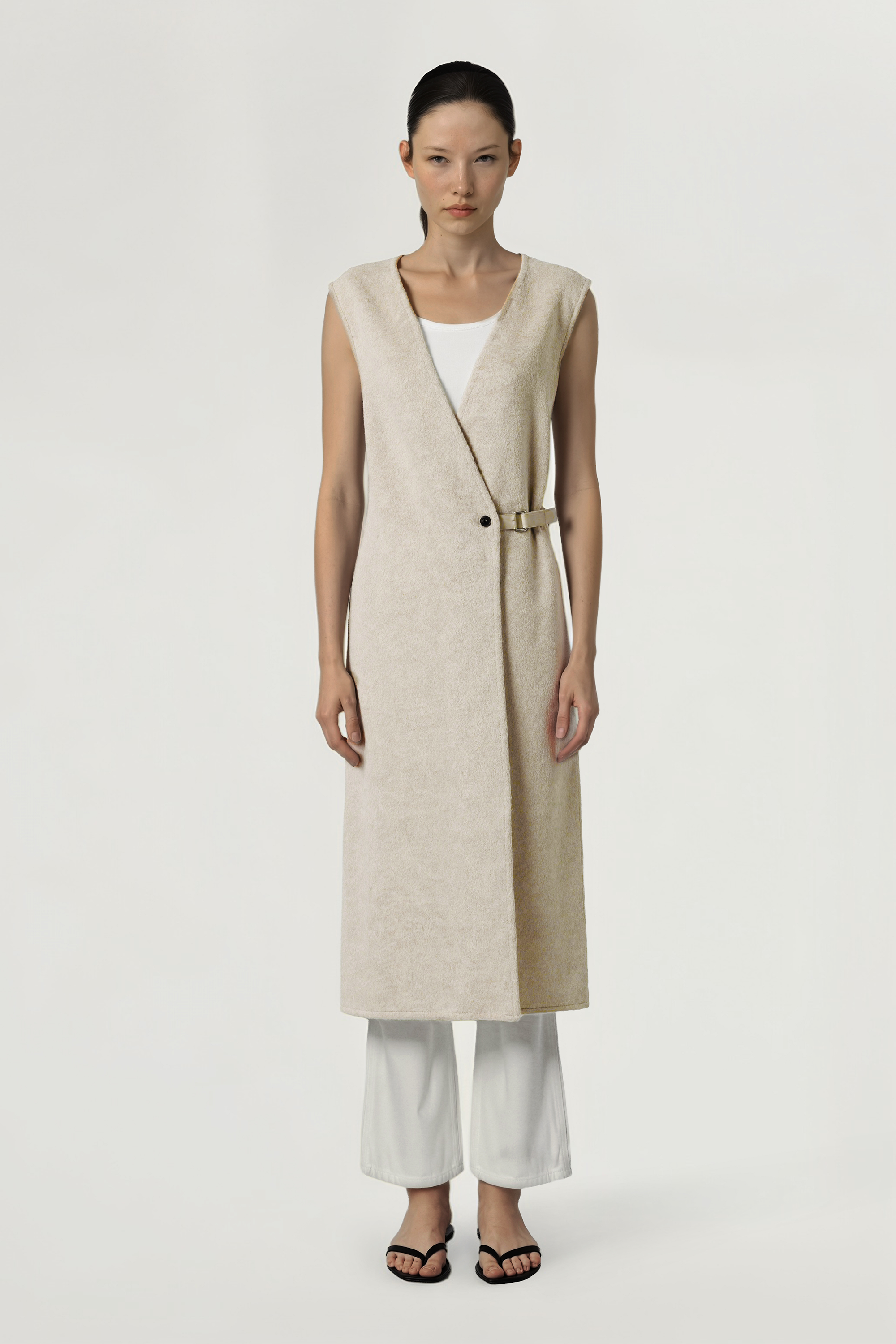 MAWI cashmere-blend long waistcoat (Beige)