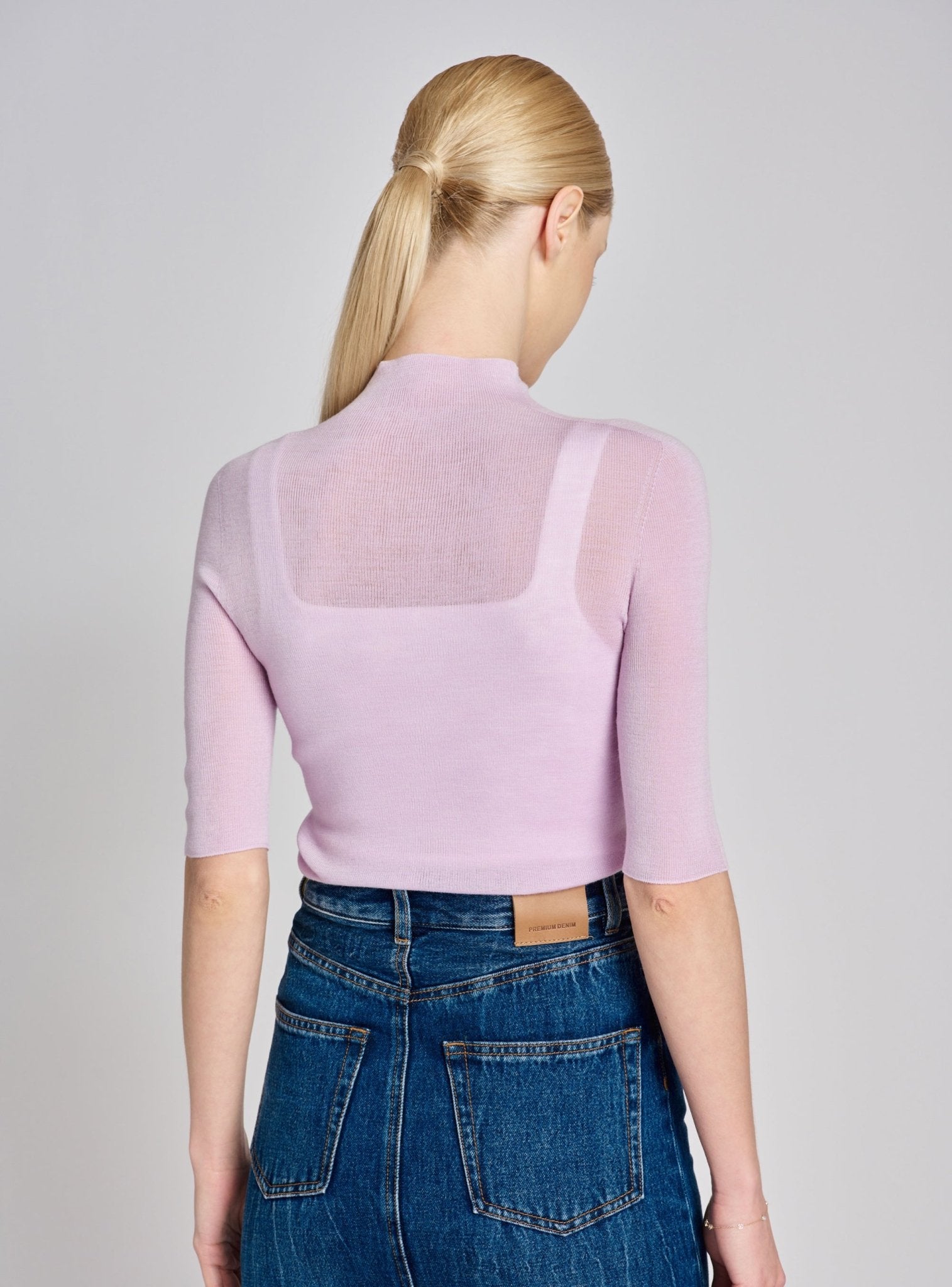 OLIVIA seamless mid-sleeves top (Lilac) - STELLAM