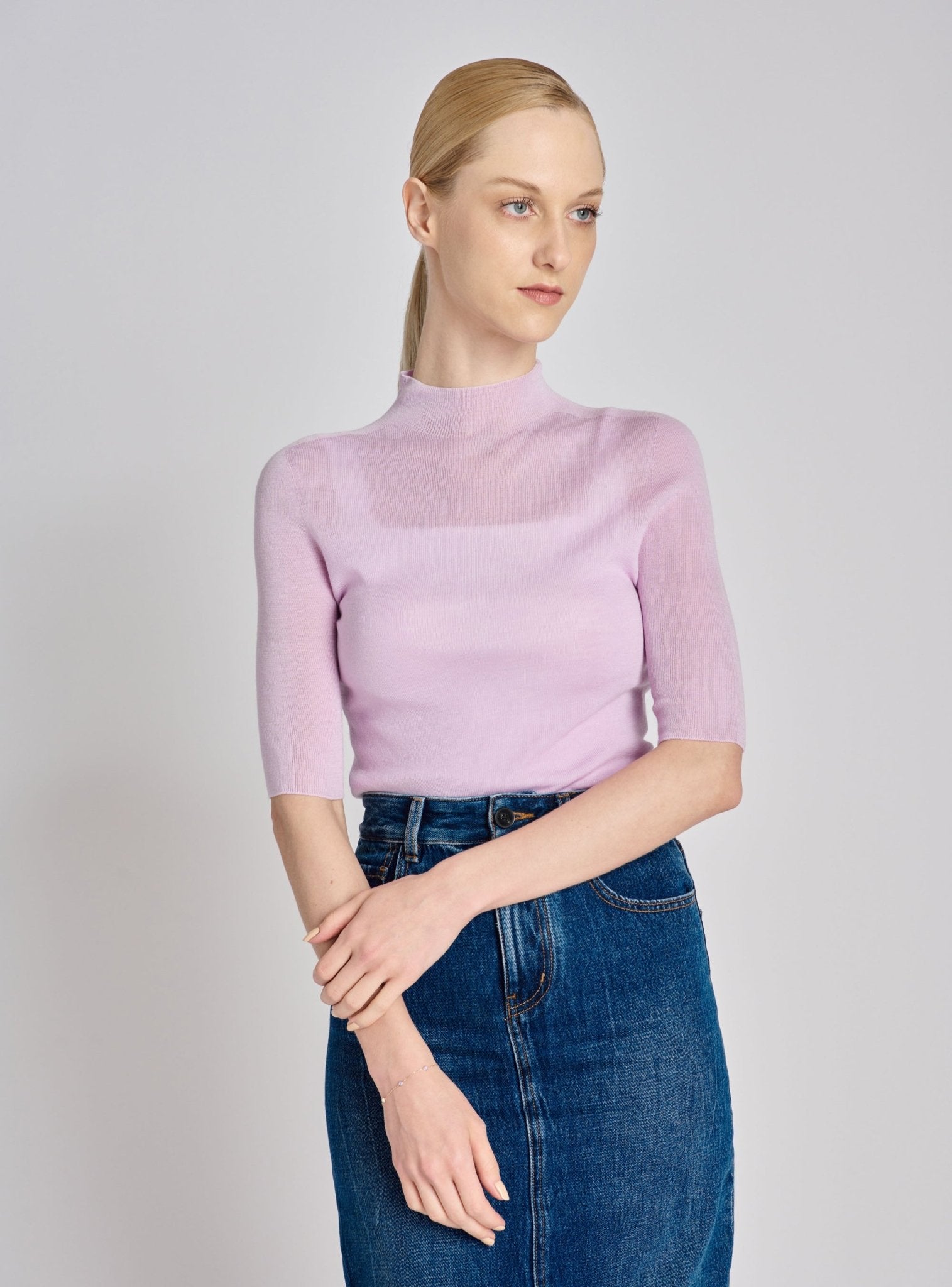 OLIVIA seamless mid-sleeves top (Lilac) - STELLAM