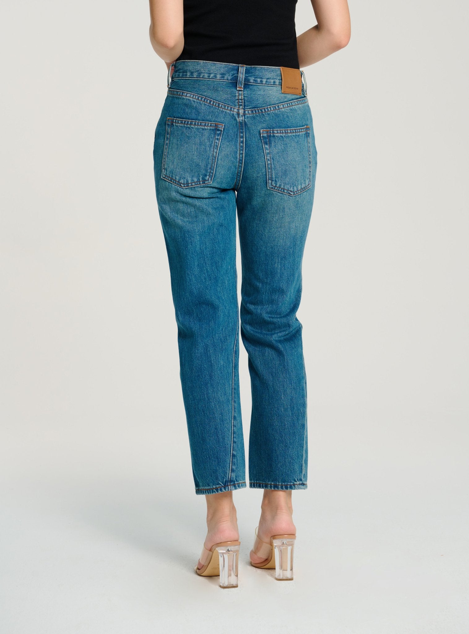 Original twisted high-rise straight-leg jeans (Blue) - STELLAM