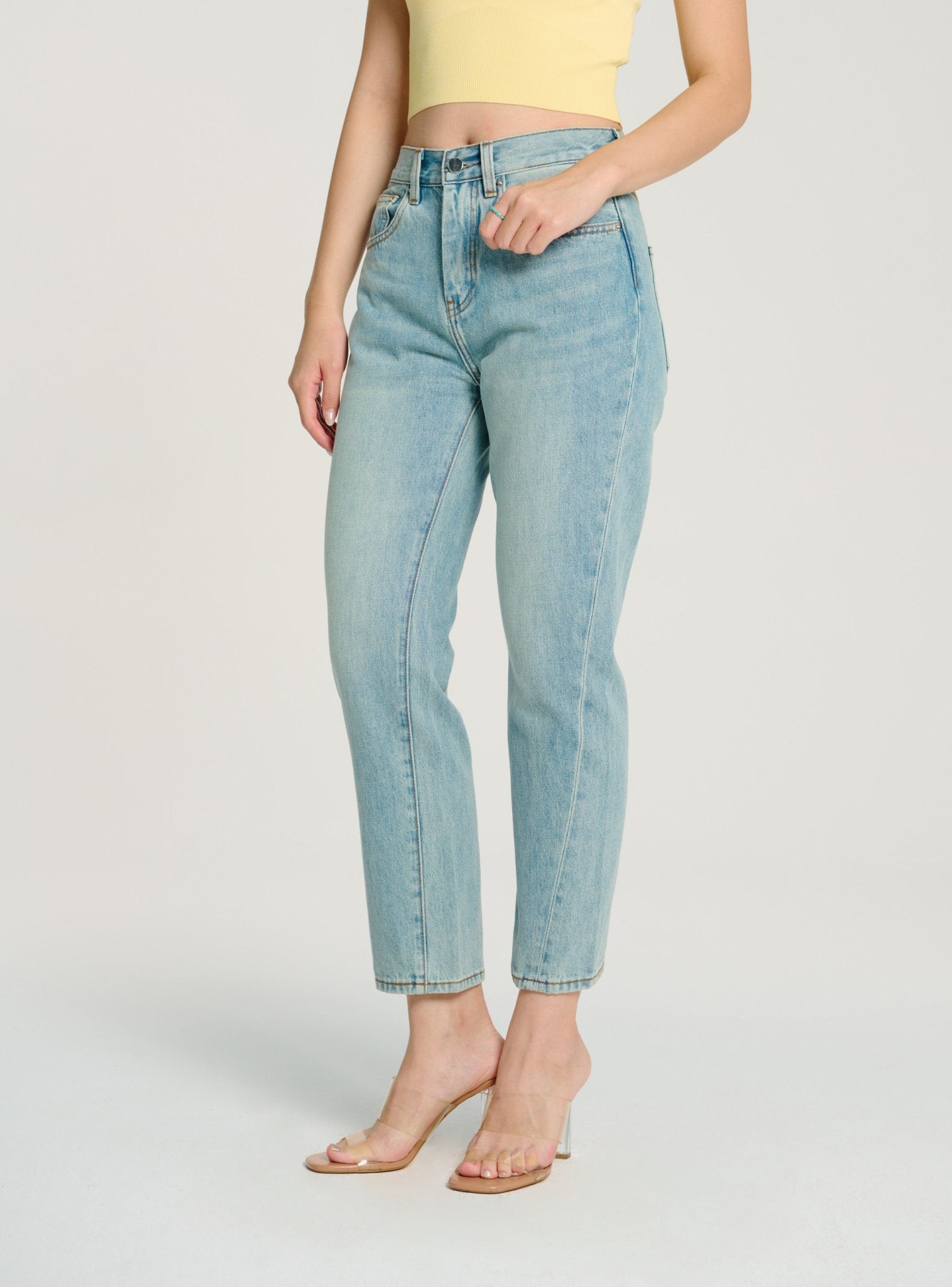 Original twisted high-rise straight-leg jeans (Light blue) - STELLAM