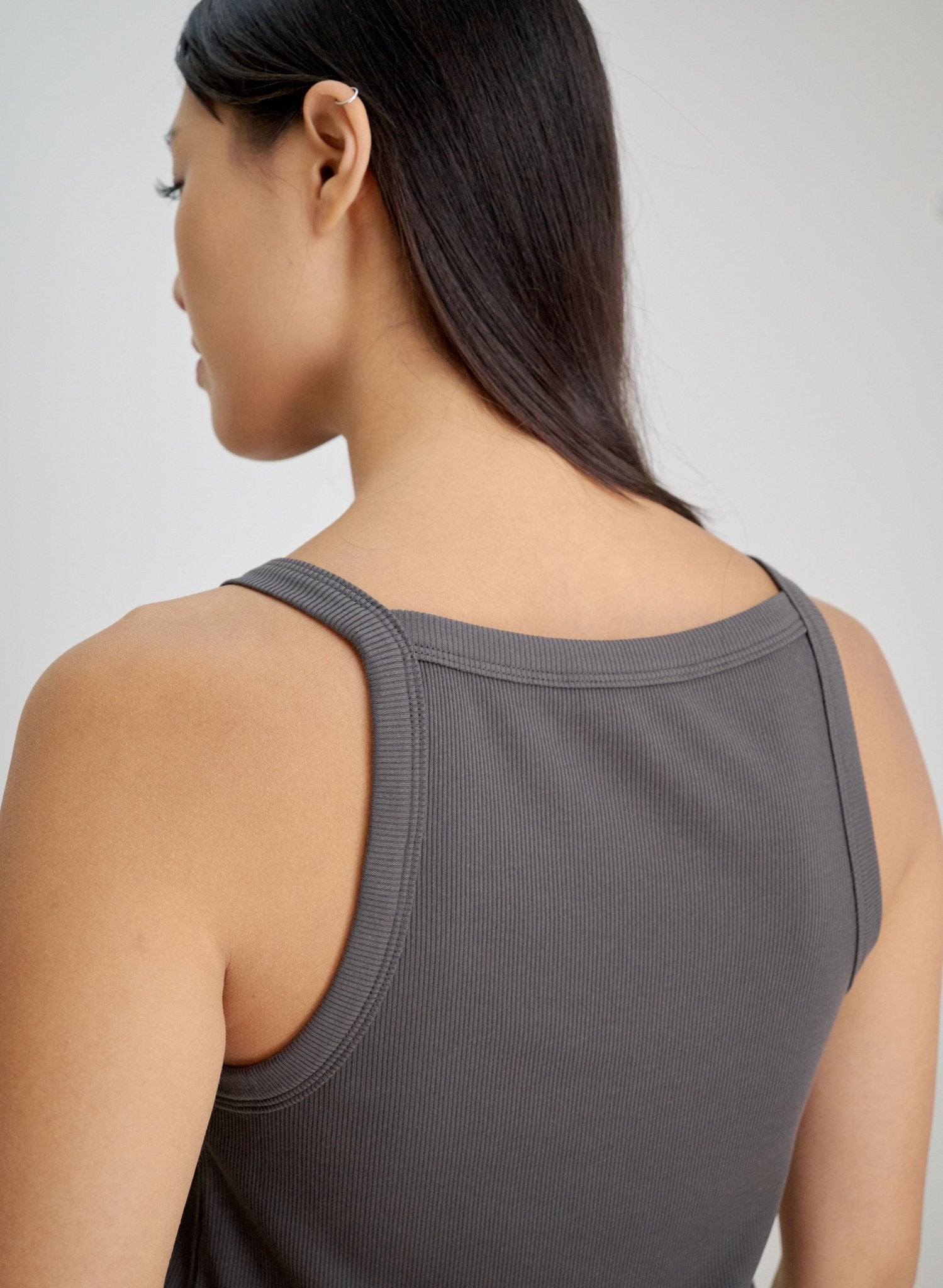 OTEME ribbed stretch-knit tank (Dark grey) - STELLAM