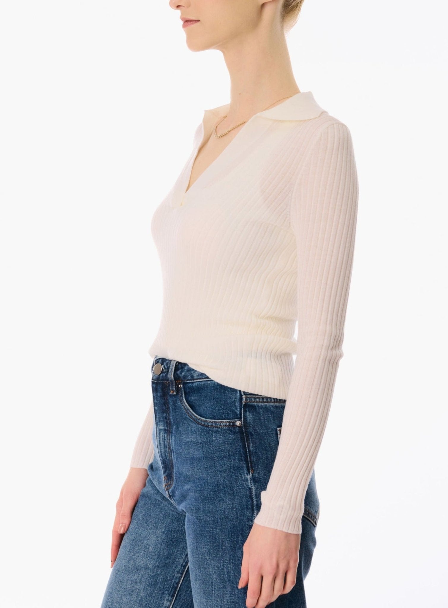 PANDORA V neck wool top (Milk) - STELLAM