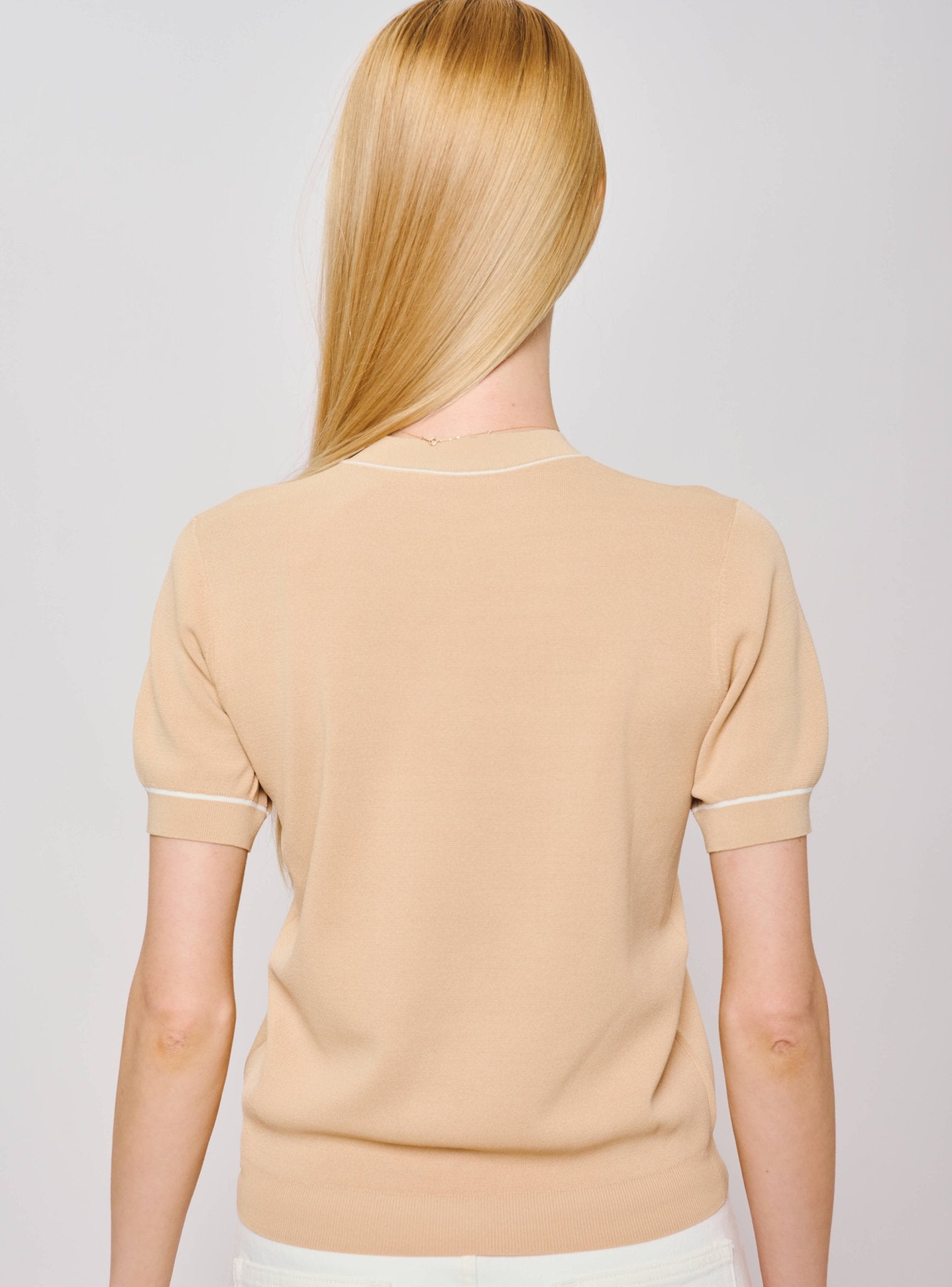 PANNY ribbed-knit top (Beige) - STELLAM