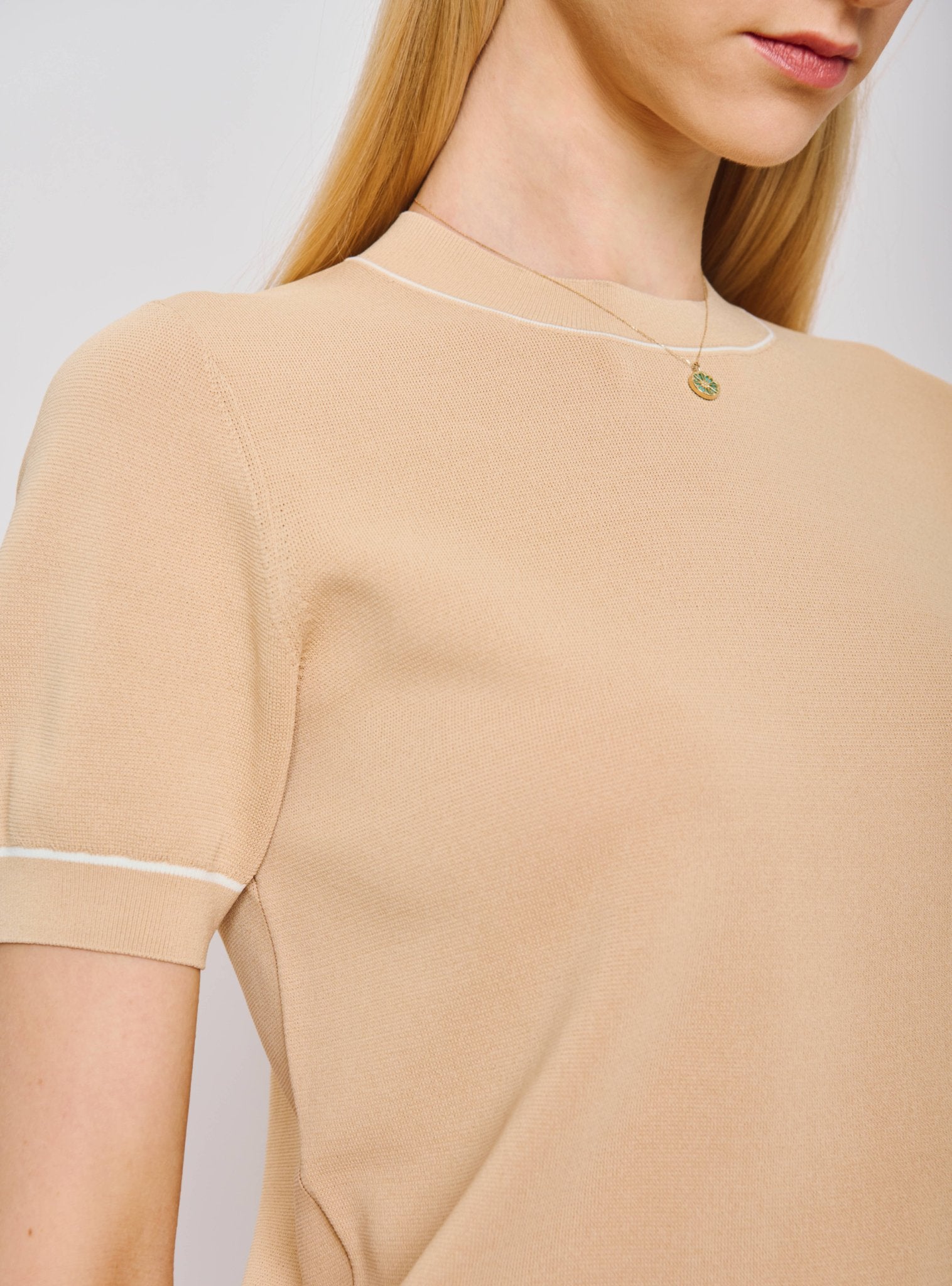 PANNY ribbed-knit top (Beige) - STELLAM