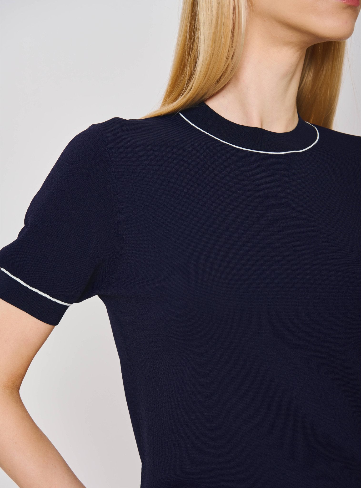 PANNY ribbed-knit top (Navy) - STELLAM