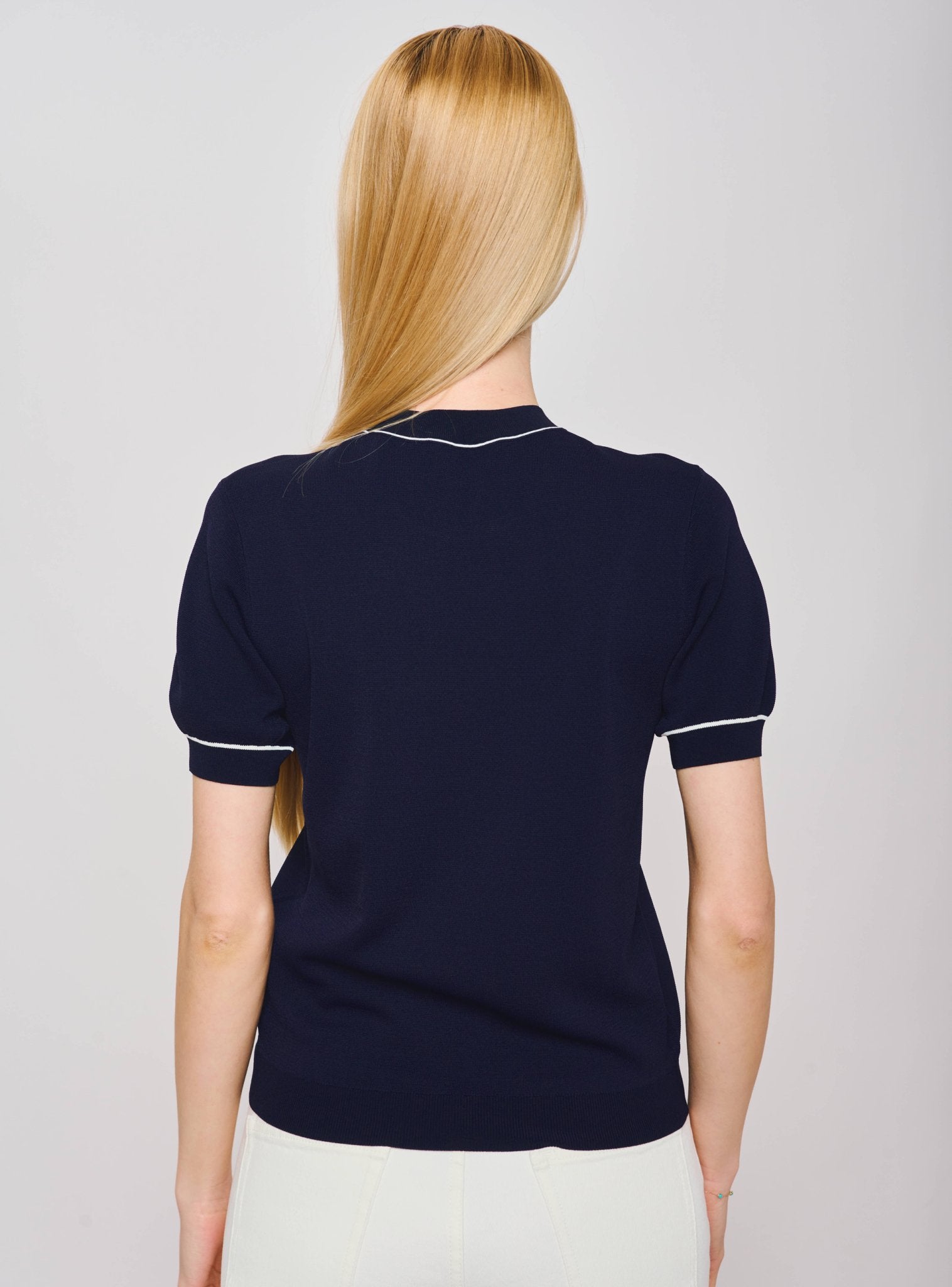 PANNY ribbed-knit top (Navy) - STELLAM