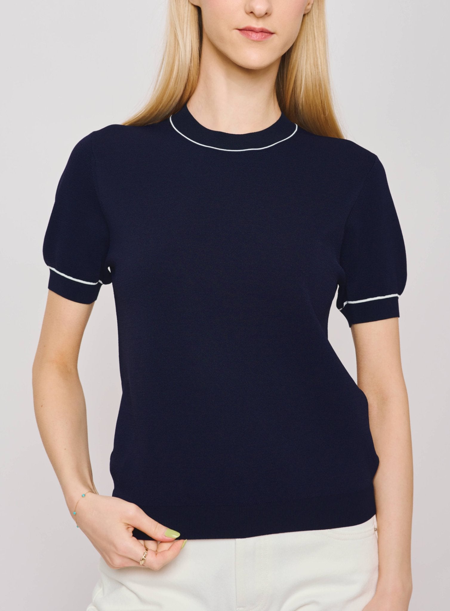 PANNY ribbed-knit top (Navy) - STELLAM