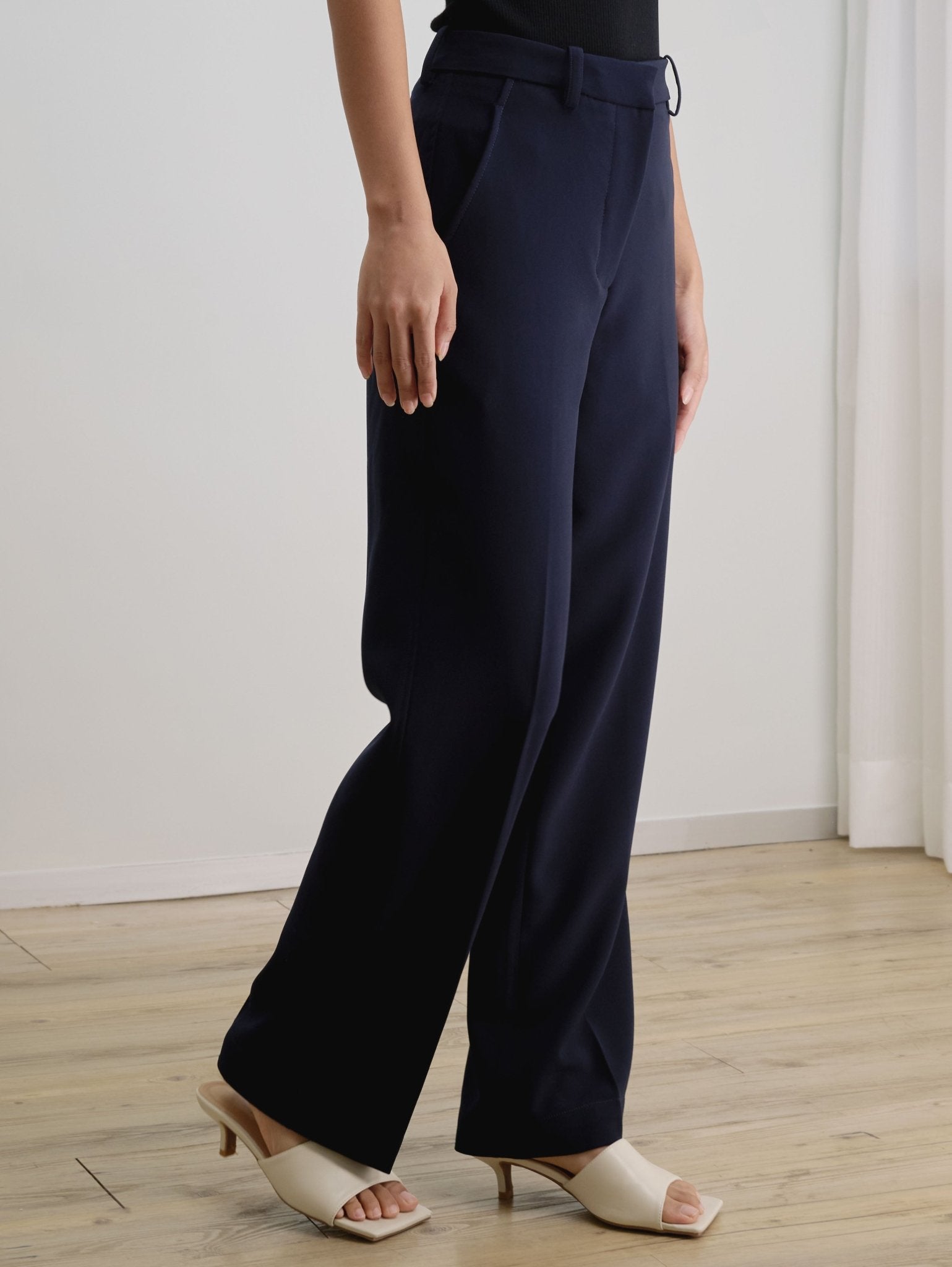 Rachel high-waist straight-leg trousers (Navy) - STELLAM