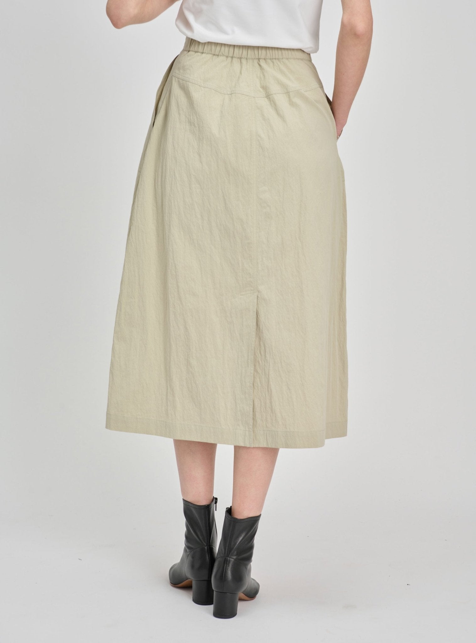 RALLY cotton-blended midi skirt (Sage) - STELLAM