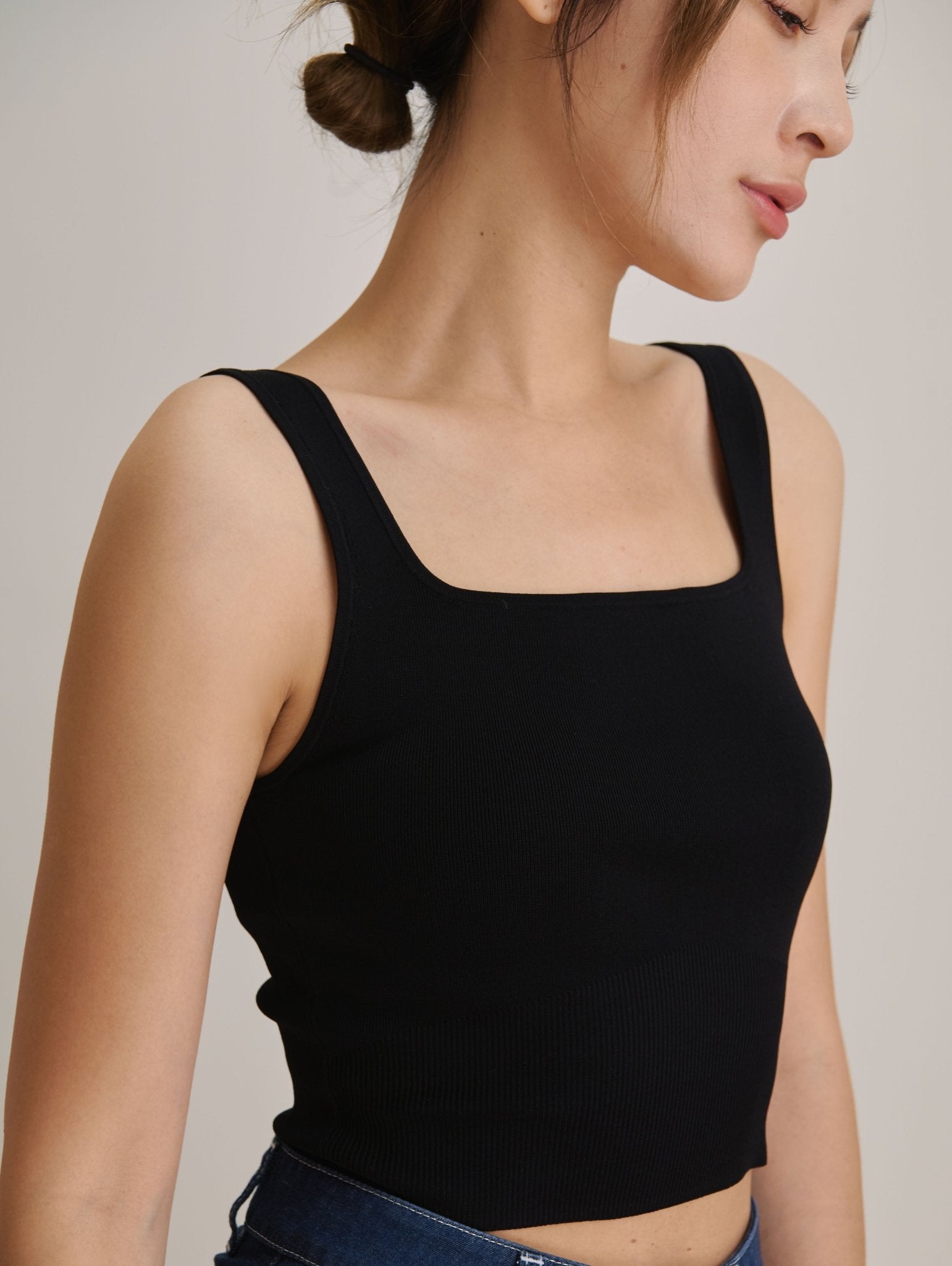 ROSEMARY jersey knit top (Black) - STELLAM