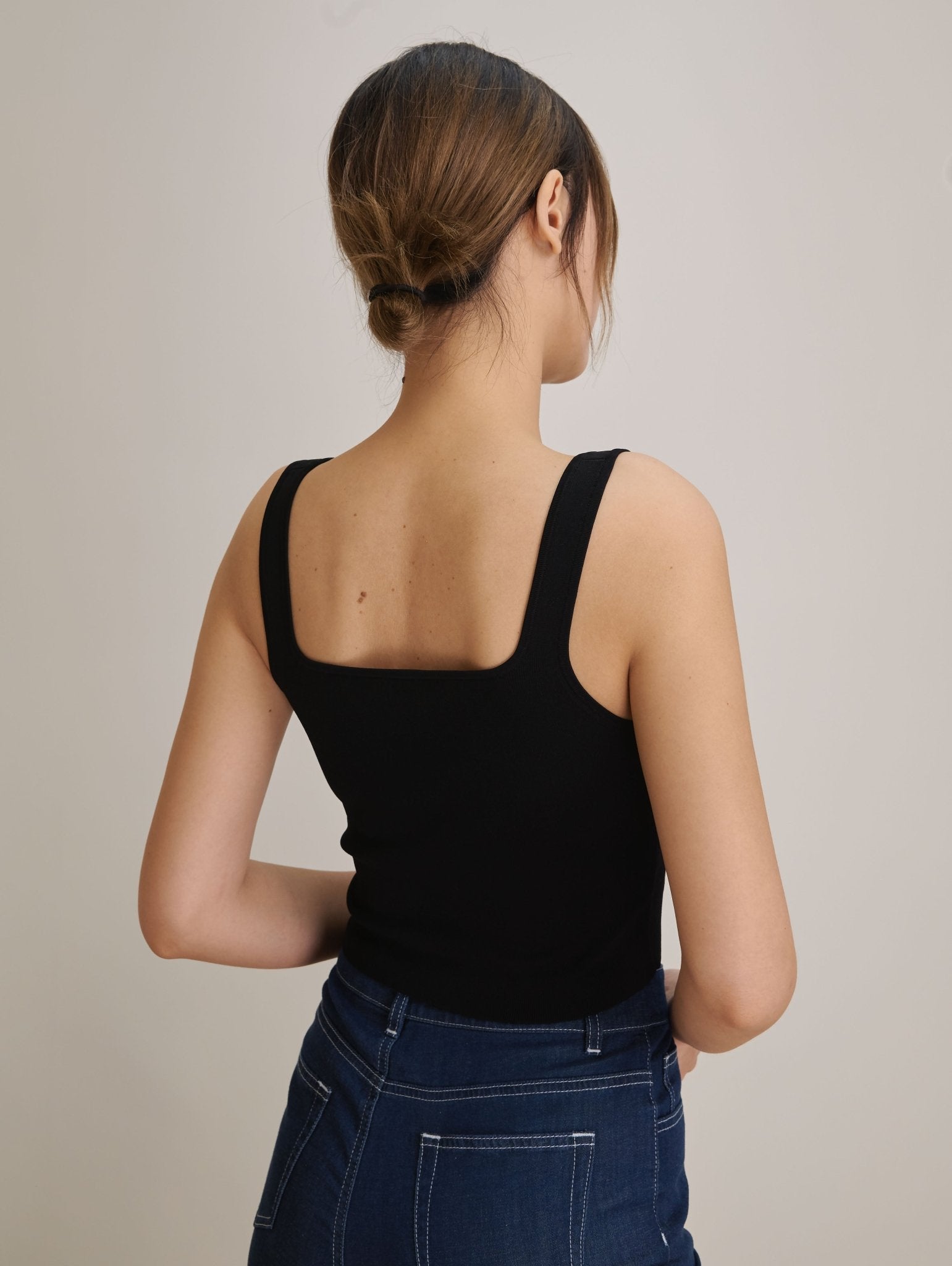 ROSEMARY jersey knit top (Black) - STELLAM