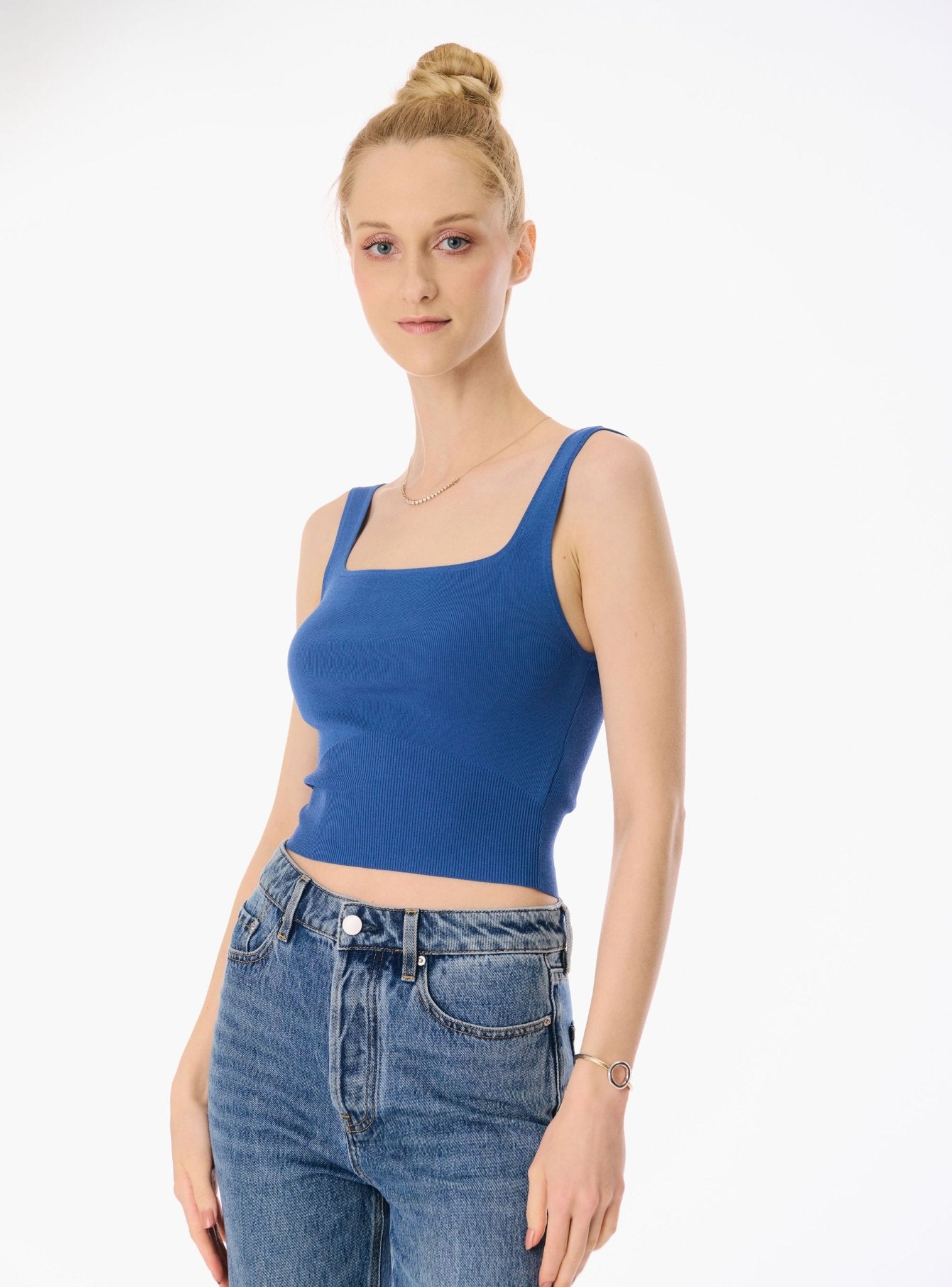 ROSEMARY jersey knit top (Denim blue) - STELLAM