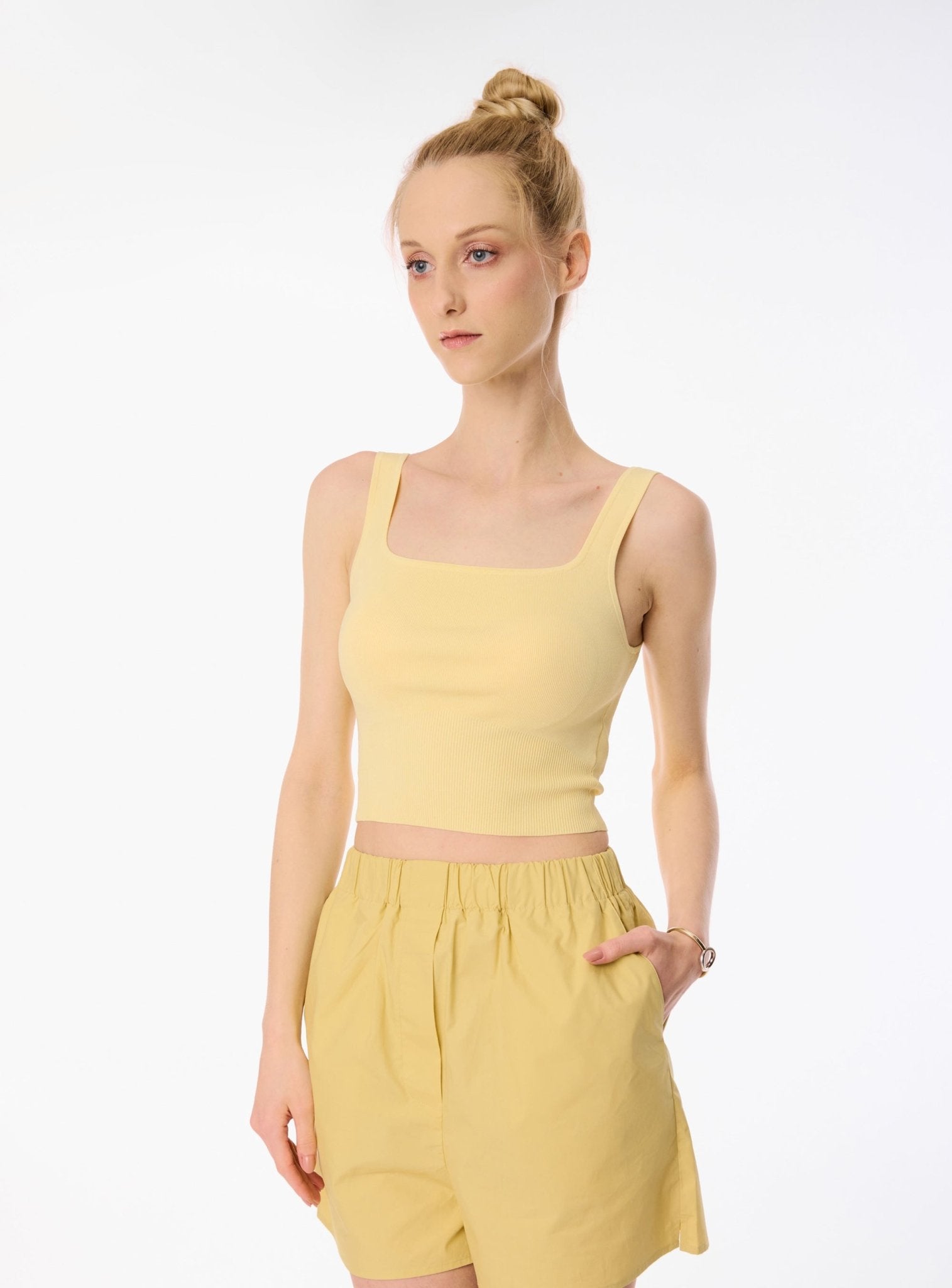 ROSEMARY jersey knit top (Light yellow) - STELLAM