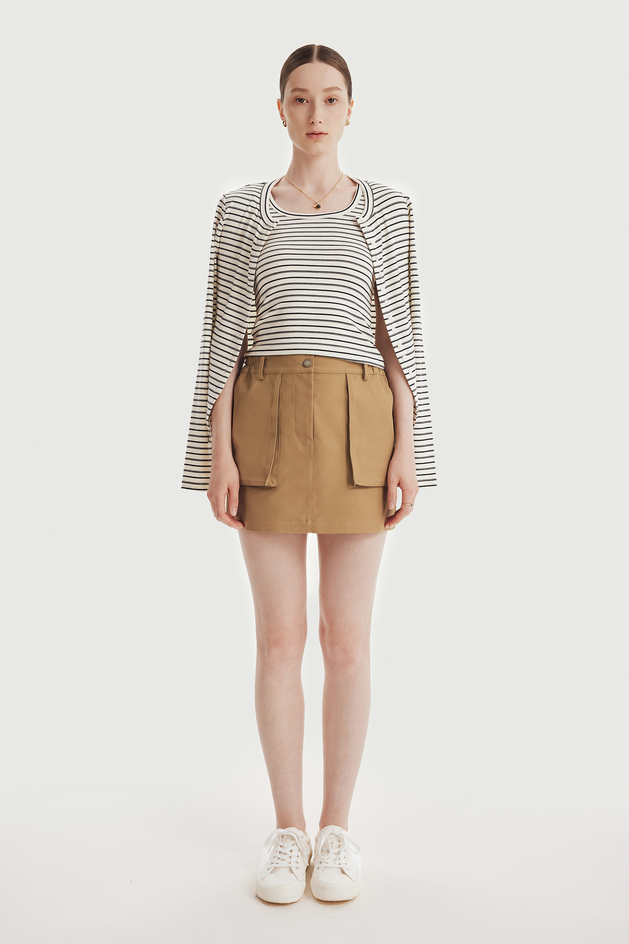 SUMA wool blend tank top (White stripe)