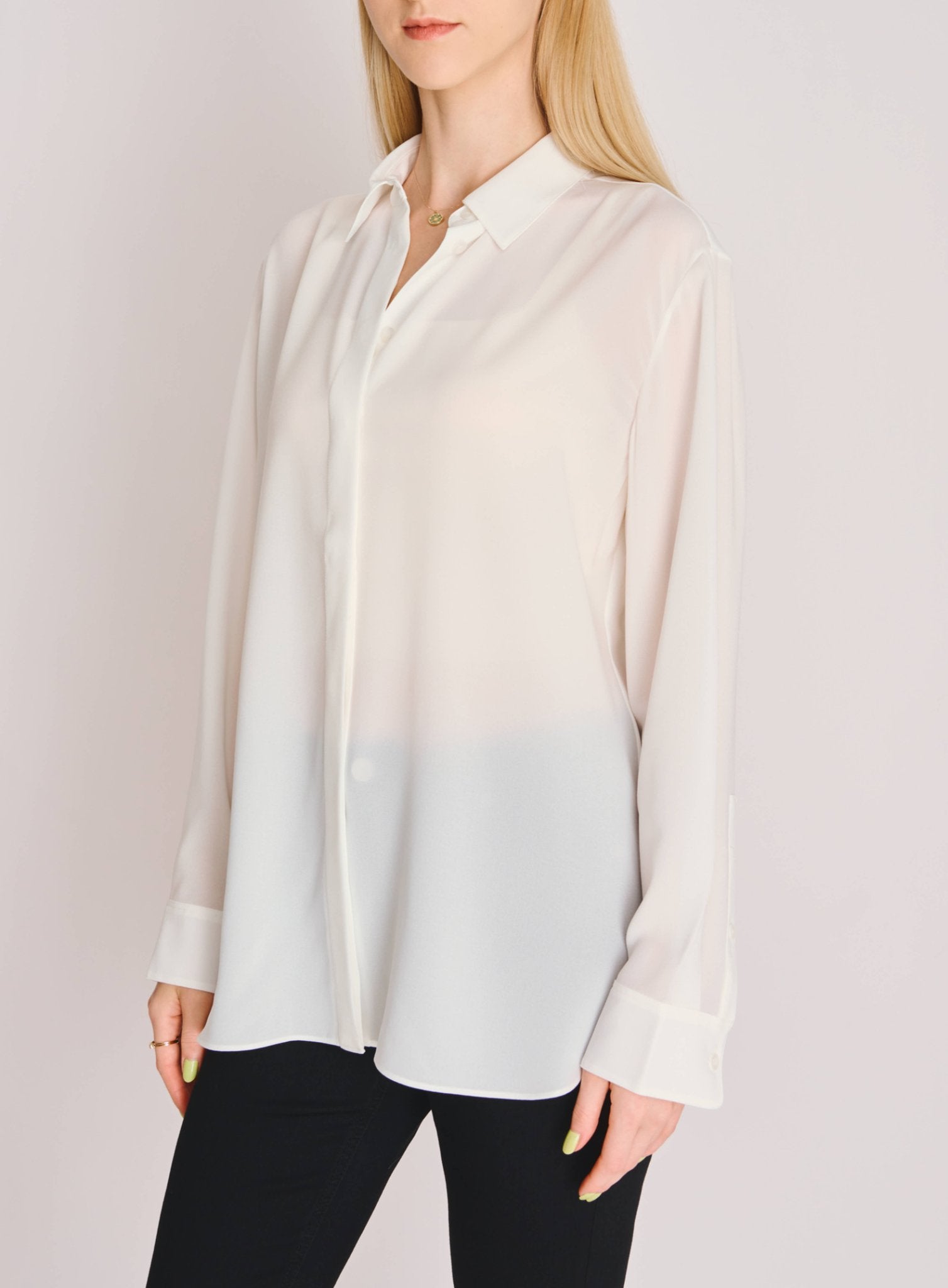 TR acetate easy-care shirt (Milk) - STELLAM