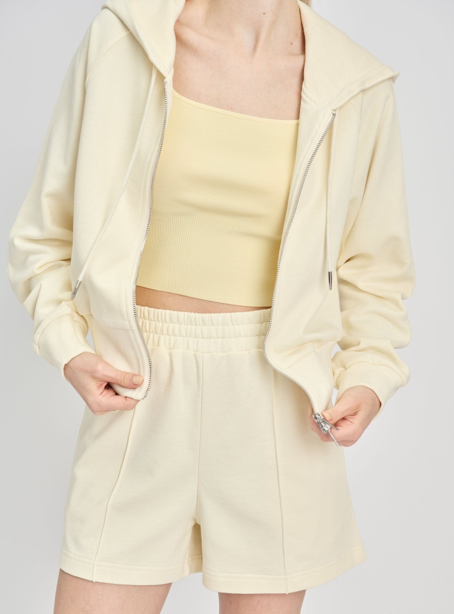 VENICE cotton hoodie jacket (Light yellow) - STELLAM