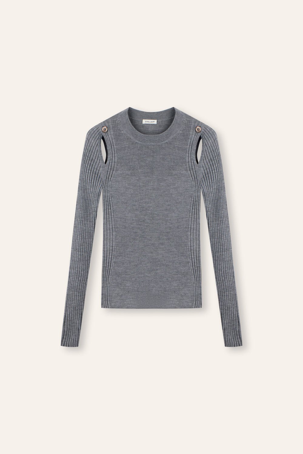 ZAZA cut-out wool sweater (Grey) - STELLAM