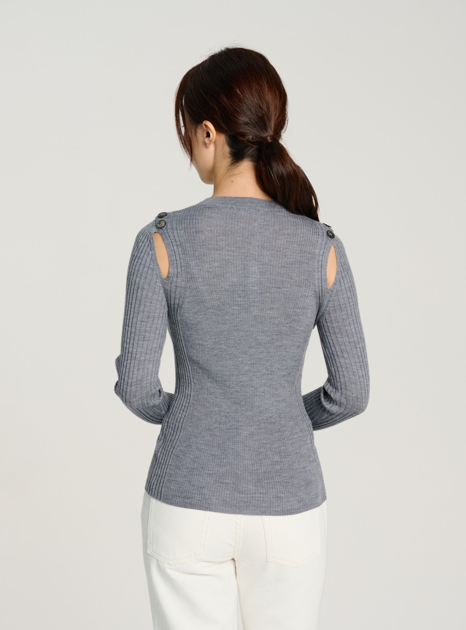 ZAZA cut-out wool sweater (Grey) - STELLAM